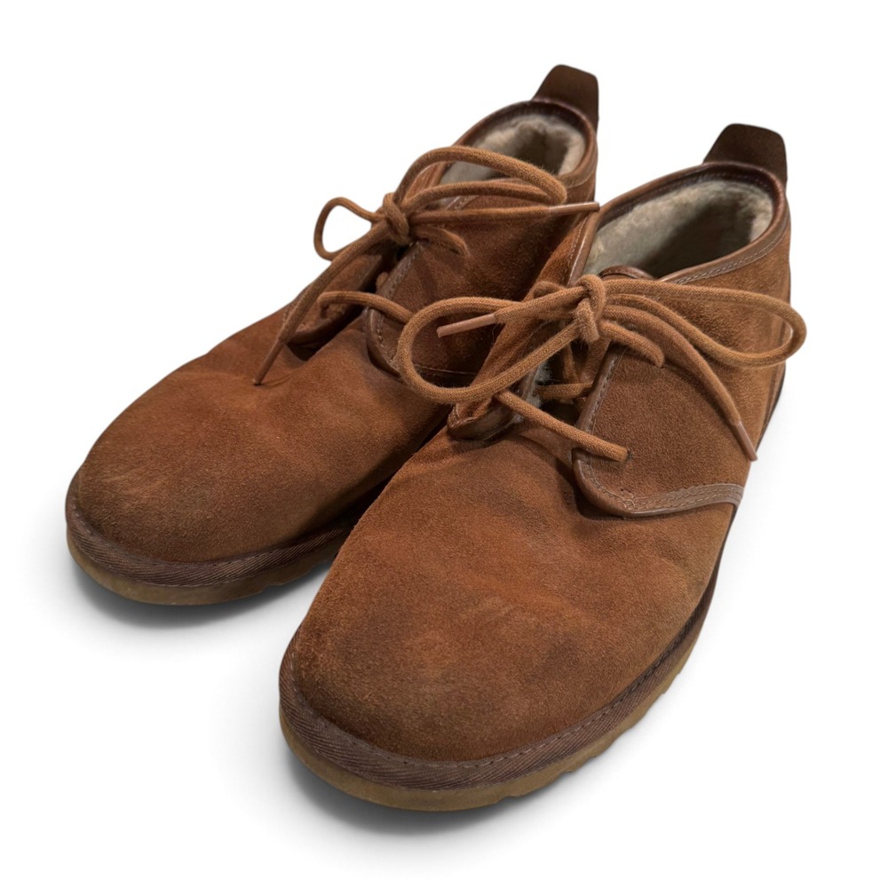 UGG Maksim Suede Chukka Boots Mens 10 Chestnut Brown Shearling 1016680